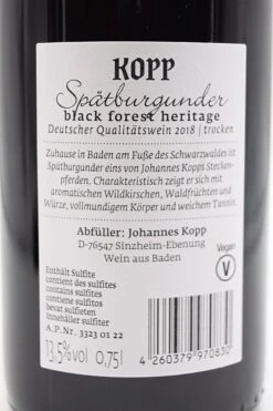 Spätburgunder Black Forest Heritage 2018 6 X Fl. Sparset 10 Spätburgunder Black Forest Heritage 2018 6 X Fl. Sparset -Feine Spirituosen dsc01363