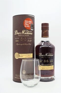 5+5 PX Triple Aged Rum Geschenkverpackung Mit Glas