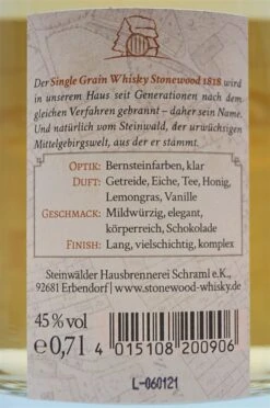 Stonewood 1818 2011 10 Jahre Bavarian Single Grain Whisky -Feine Spirituosen dsc08433